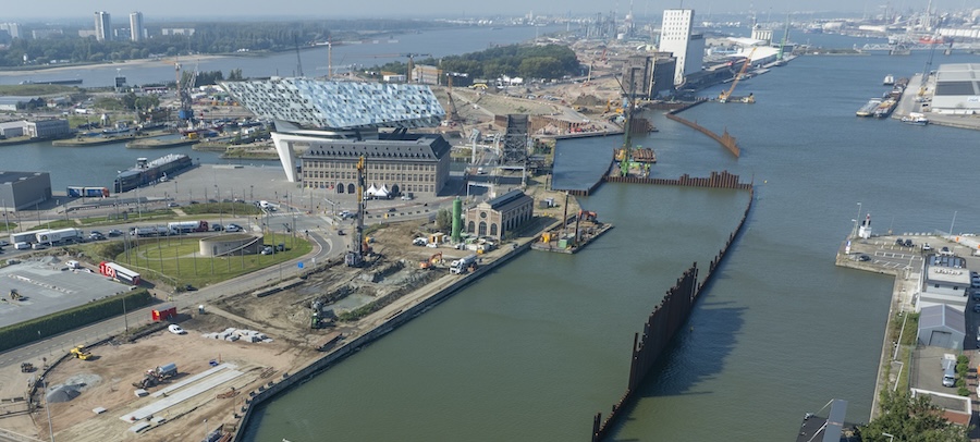 Bau der Kanaltunneln in Antwerpen Stahlspundwände Gooimeer